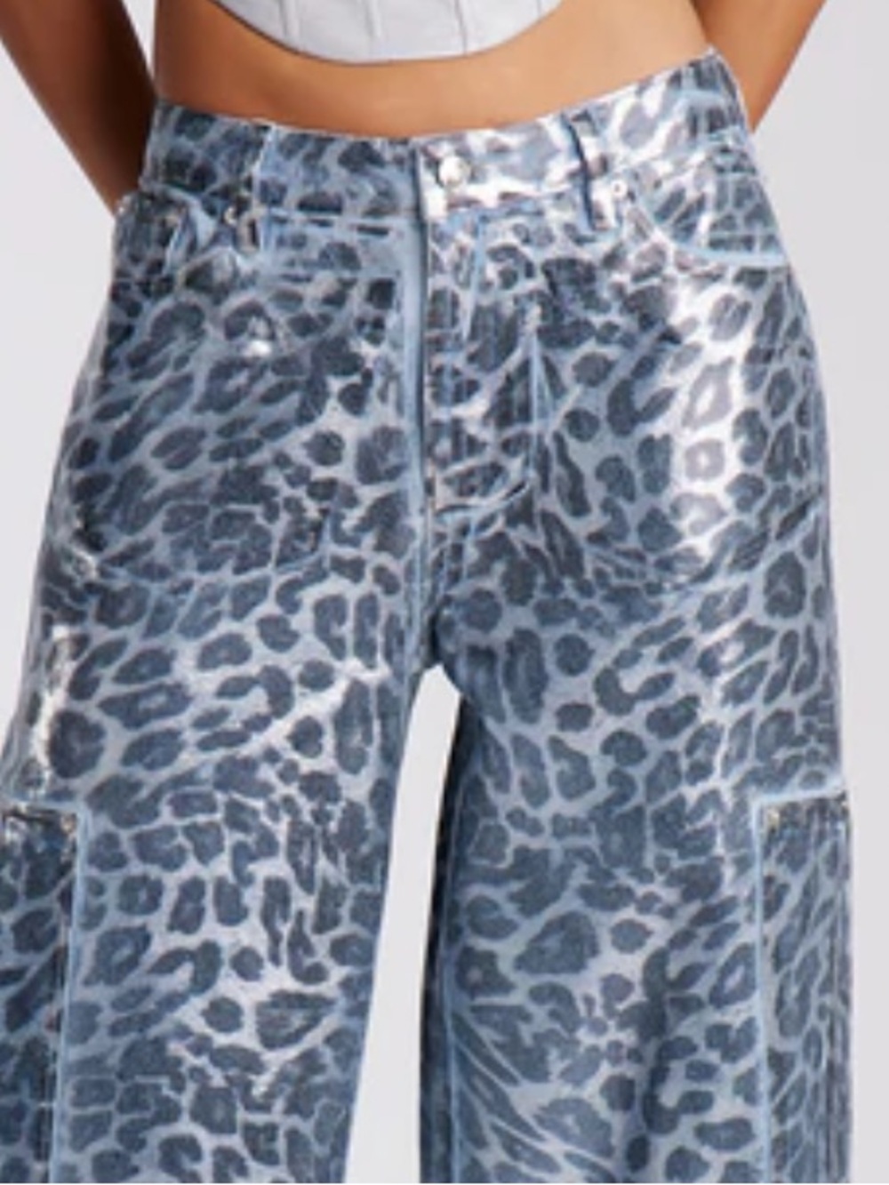Fashion Nova Cosmic Spots Wide Leg Denim Jeans-SZ 1-NWT - Picture 6 of 16